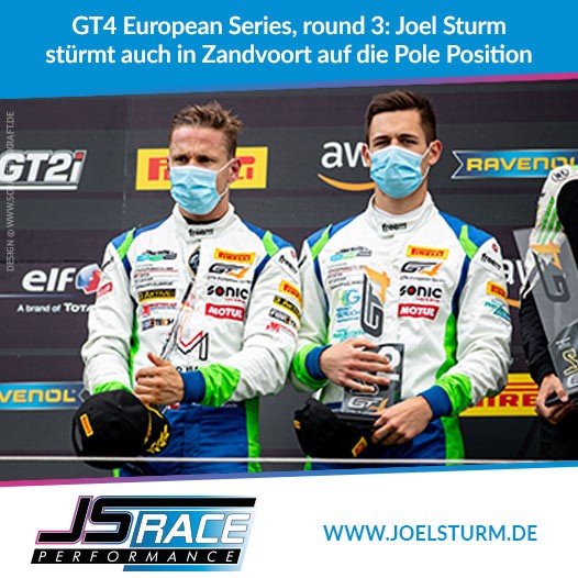 GT4 European Series, round 3: Joel Sturm stürmt auch in Zandvoort auf die Pole Position