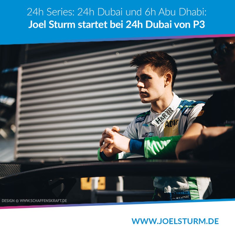 24h Series: 24h Dubai und 6h Abu Dhabi: Joel Sturm startet bei 24h Dubai von P3