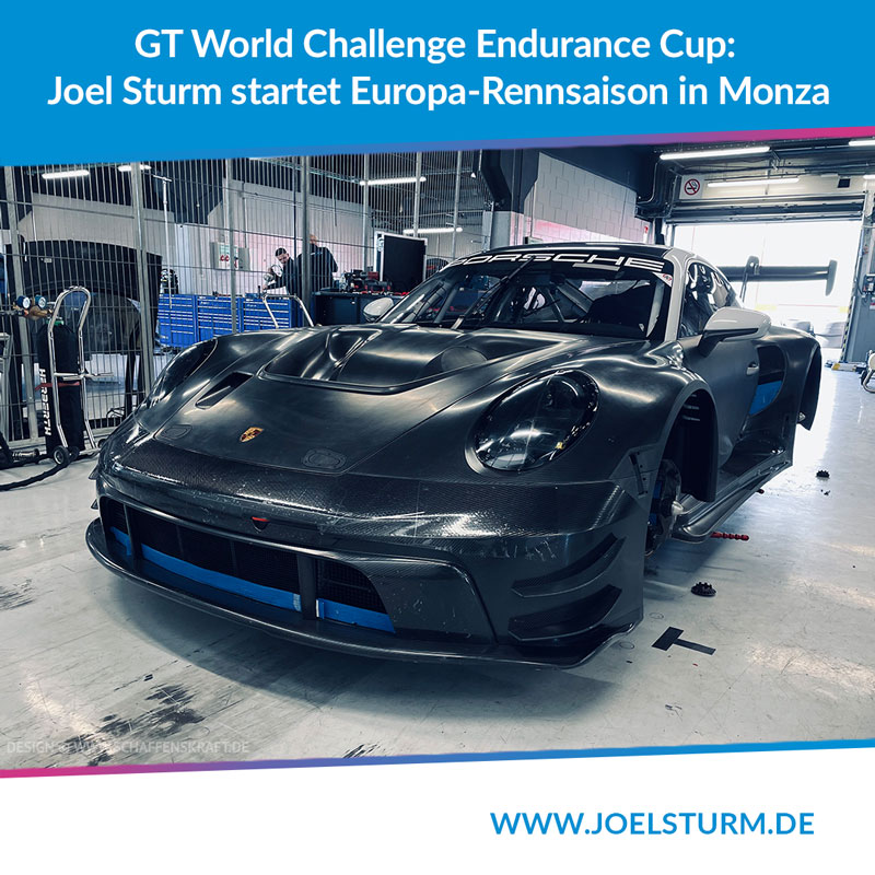 GT World Challenge Endurance Cup: Joel Sturm startet Europa-Rennsaison in Monza